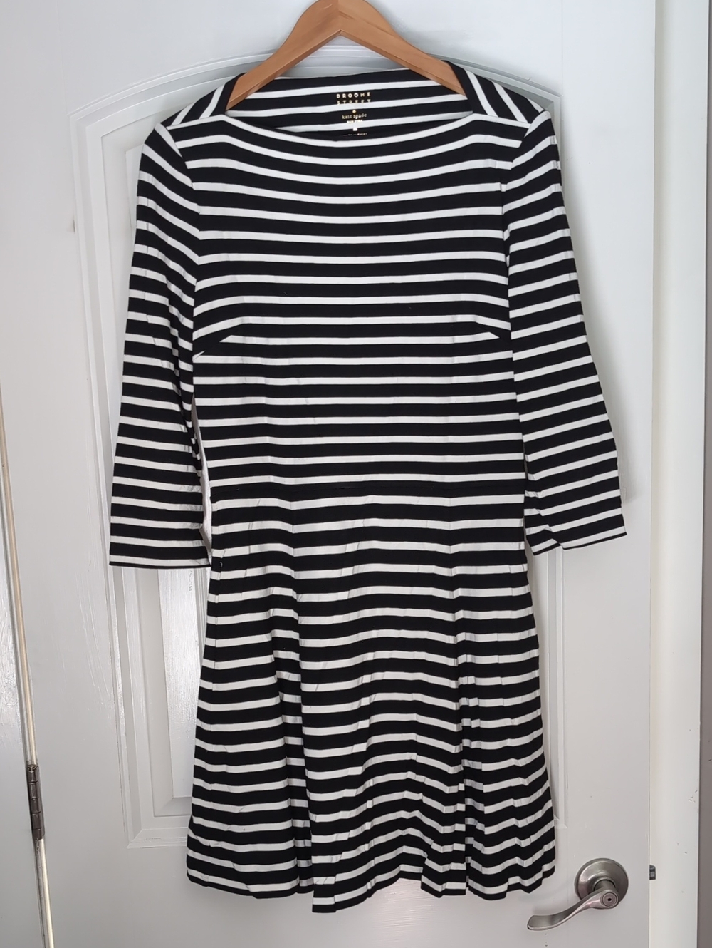 Kate Spade Striped Black & White Knit Dress - Classic Boatneck
